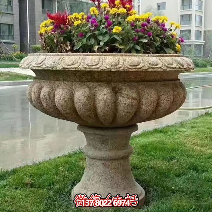 欧式花岗岩园林石雕花盆 欧式花岗岩园林石雕花盆