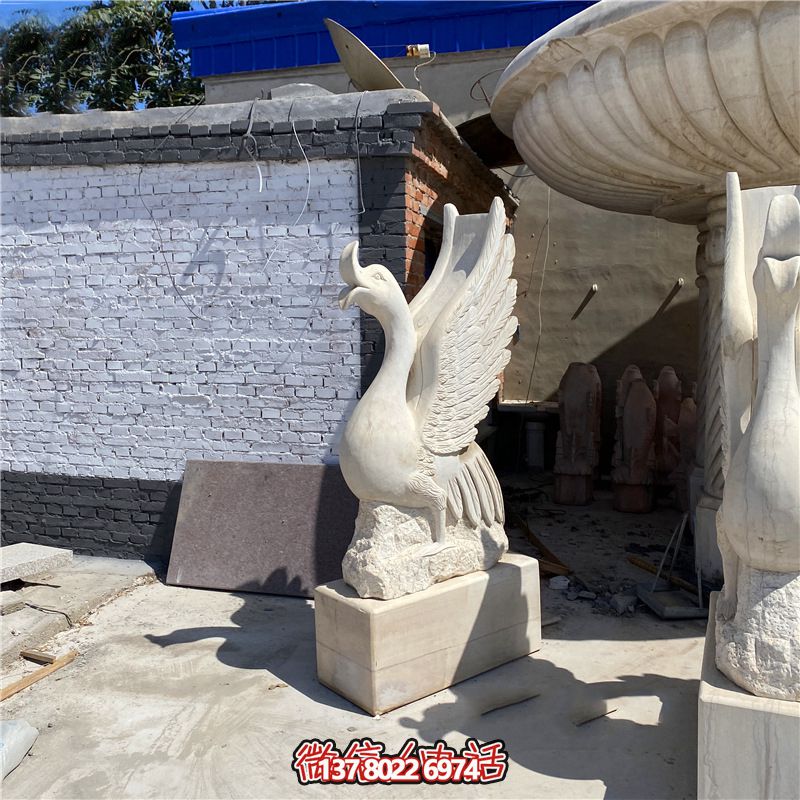 庭院大理石切面锻造的鸣叫的天鹅雕塑 庭院大理石切面锻造的鸣叫的天鹅雕塑