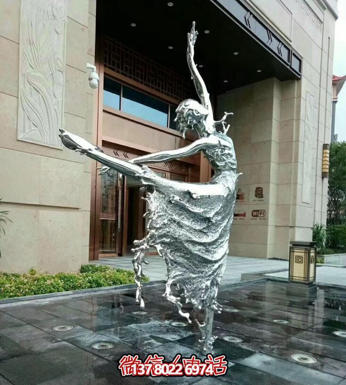 不锈钢抽象园林景观会所酒店跳舞的抽象女人雕塑