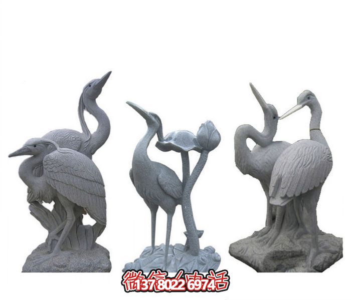 景区创意大理石石雕成群的仙鹤雕塑 景区创意大理石石雕成群的仙鹤雕塑