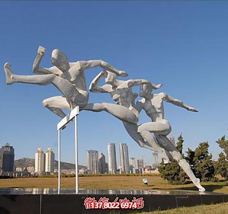 公园景观小品不锈钢跨栏运动人物雕塑 公园景观小品不锈钢跨栏运动人物雕塑