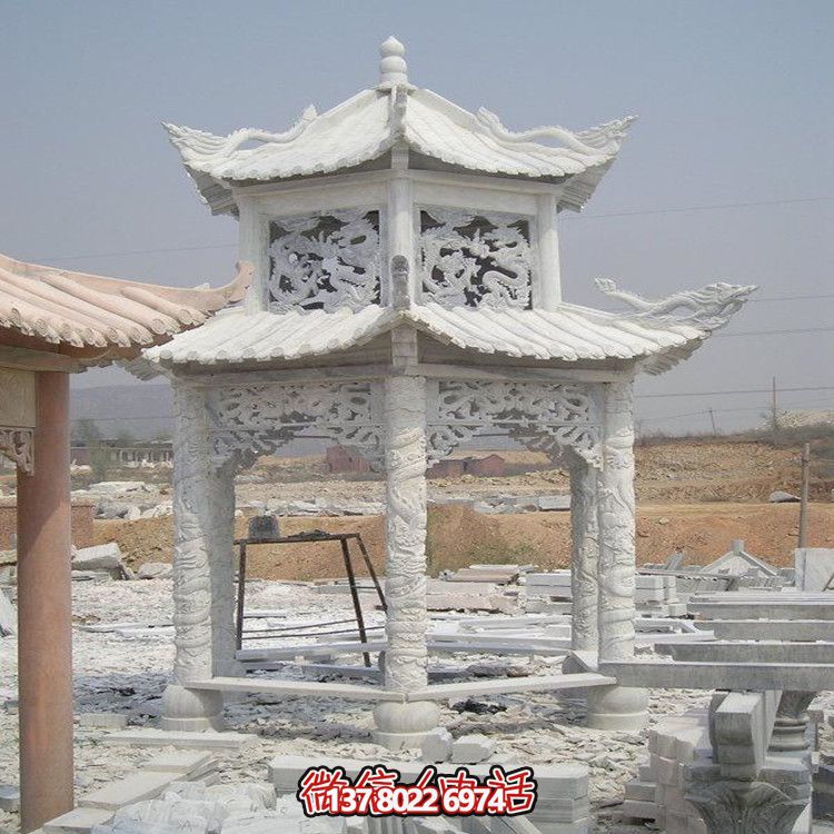 寺院户外景观大理石仿古雕刻龙纹凉亭雕塑