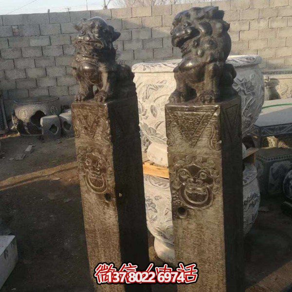 仿古青石石雕庭院驿站拴马桩雕塑