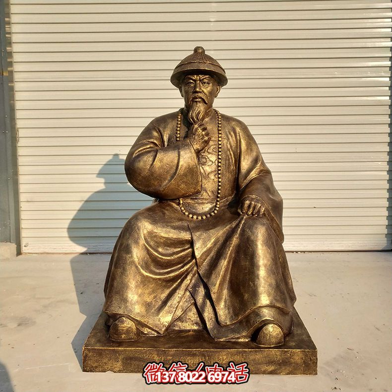 城市景区历史文化名人玻璃钢仿铜林则徐坐姿雕像