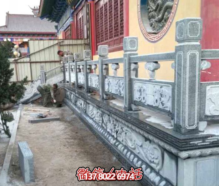 寺庙台阶青石仿古建筑防护栏杆 寺庙台阶青石仿古建筑防护栏杆