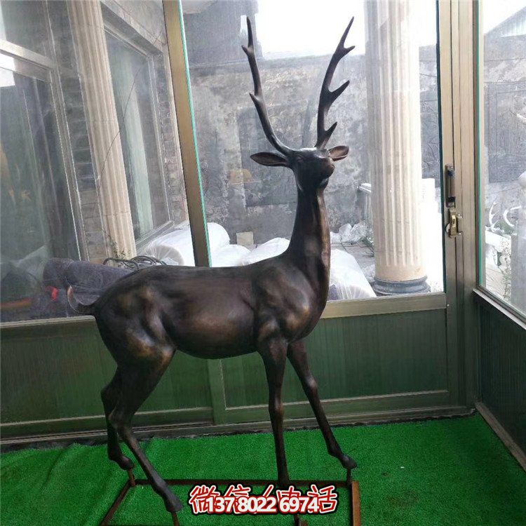 景区房地产草坪装饰铸铜鹿雕塑摆件