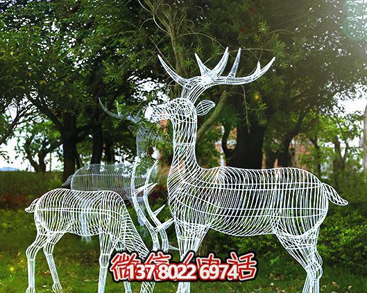 动物园不锈钢镂空梅花鹿雕塑 动物园不锈钢镂空梅花鹿雕塑