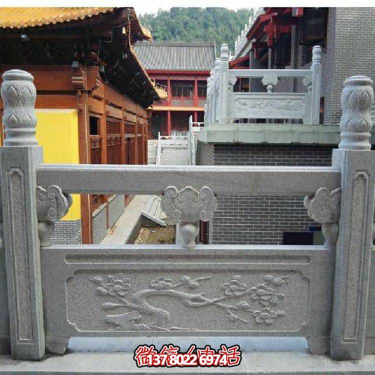 景点古建筑基建扶手花岗岩花纹防护栏板