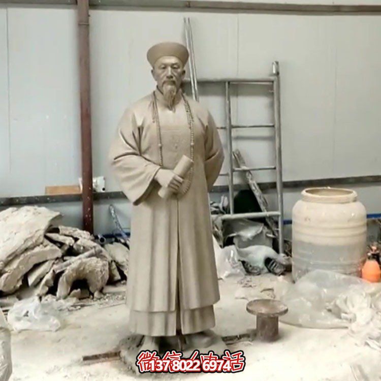 玻璃钢仿铜城市街道林则徐雕塑