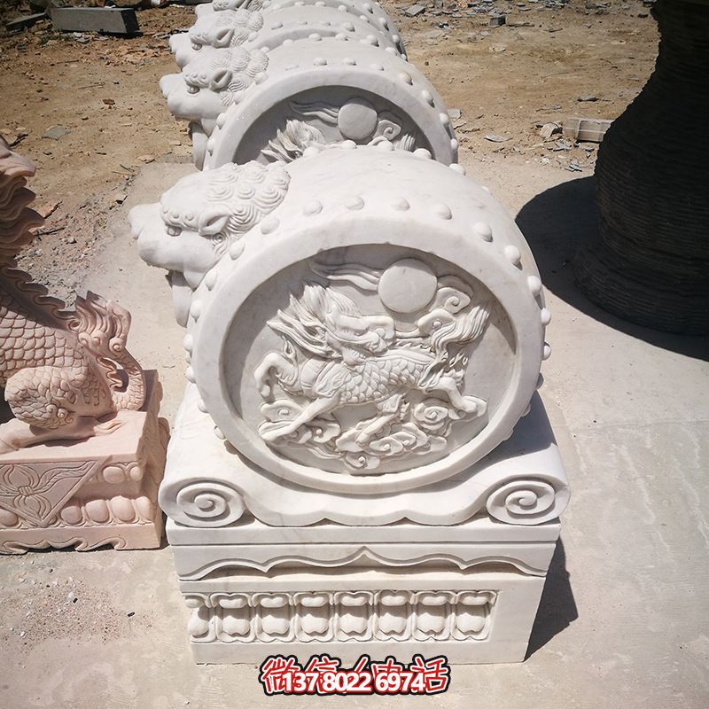 酒店公司门口摆放汉白玉抱鼓石门墩门口装饰工艺雕塑 酒店公司门口摆放汉白玉抱鼓石门墩门口装饰工艺雕塑