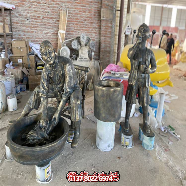 玻璃钢人物雕塑组合景观摆件吹泡泡的儿童雕塑