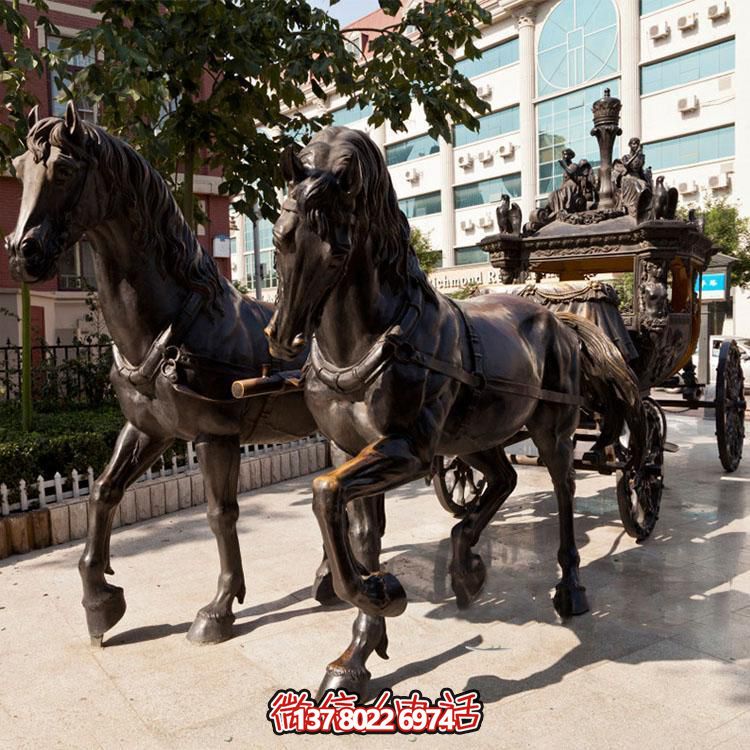 玻璃钢仿铜马车动物景观园林模型雕塑