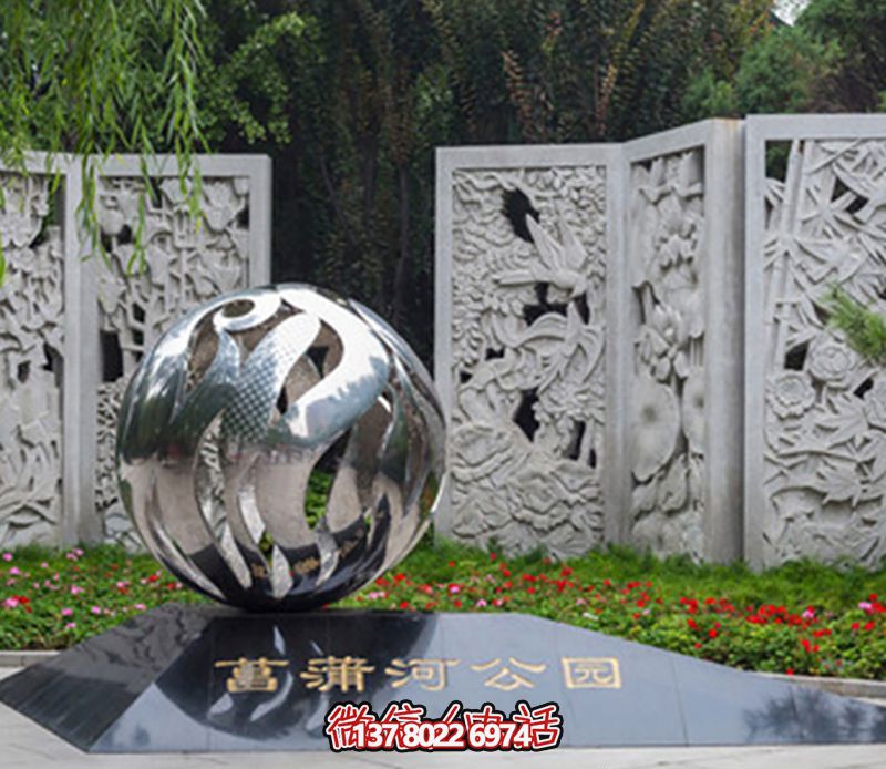 公园不锈钢镜面球形飘带雕塑 公园不锈钢镜面球形飘带雕塑