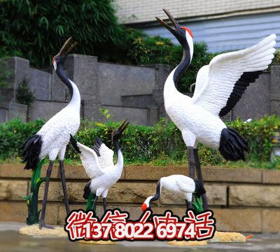 景区街道玻璃钢彩绘园林景观装饰品大型摆件仙鹤雕塑