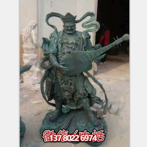 寺庙四大天王铜像玻璃钢仿铜摆件