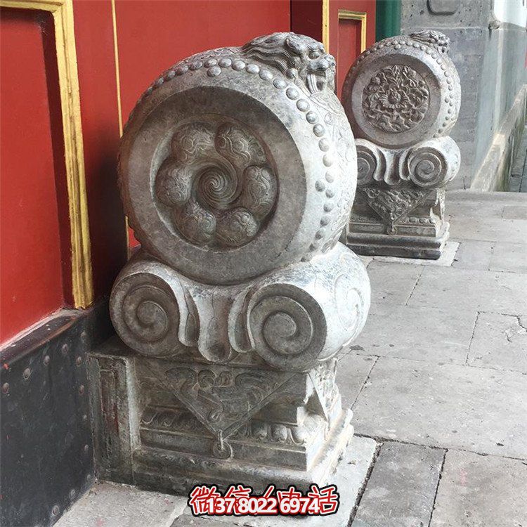 石雕门墩一对貔貅狮子麒麟招财别墅镇宅门口抱鼓石