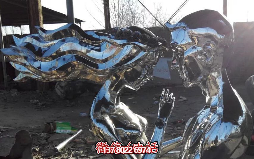 公园不锈钢镜面抽象情侣雕塑 公园不锈钢镜面抽象情侣雕塑