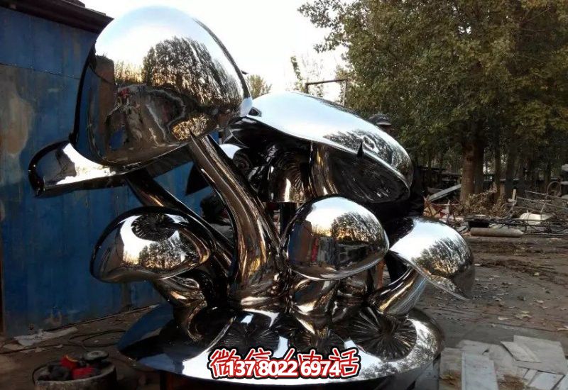 不锈钢公园镜面蘑菇雕塑 不锈钢公园镜面蘑菇雕塑