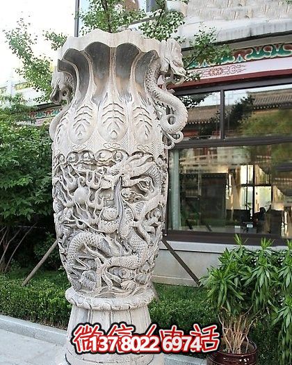 博物馆城市广场汉白玉龙腾花瓶石雕 博物馆城市广场汉白玉龙腾花瓶石雕