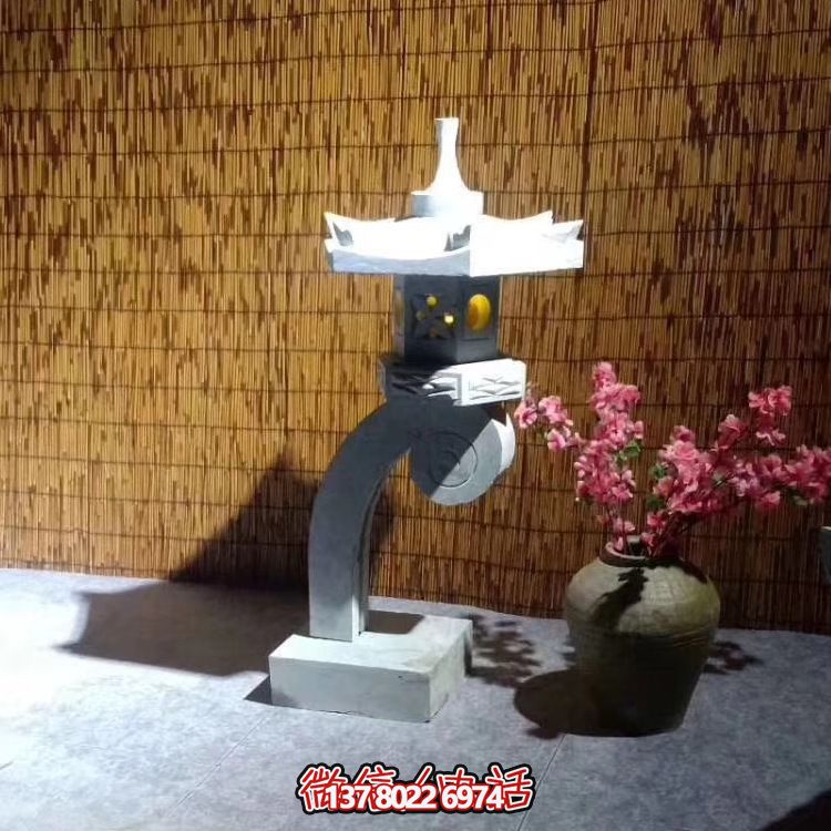 石灯笼日式仿古青石户外花园摆件太阳能石灯 石灯笼日式仿古青石户外花园摆件太阳能石灯