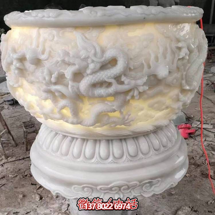 花盆石雕九龙壁鱼缸庭院户外聚宝盆石缸摆件