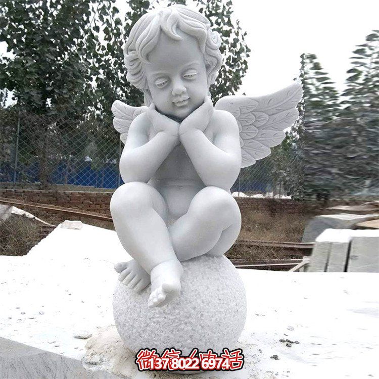 大理石石雕户外景观水景喷泉西方小天使雕塑