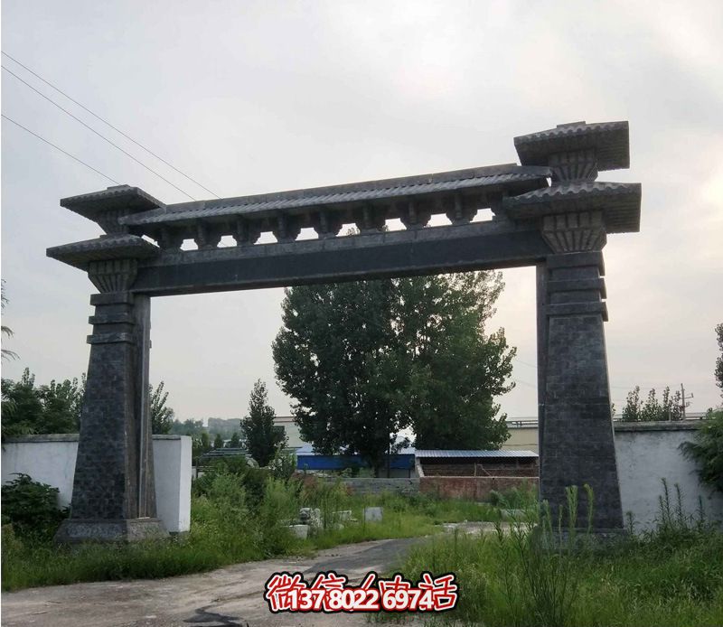 景区大型单门青石仿古牌坊石雕