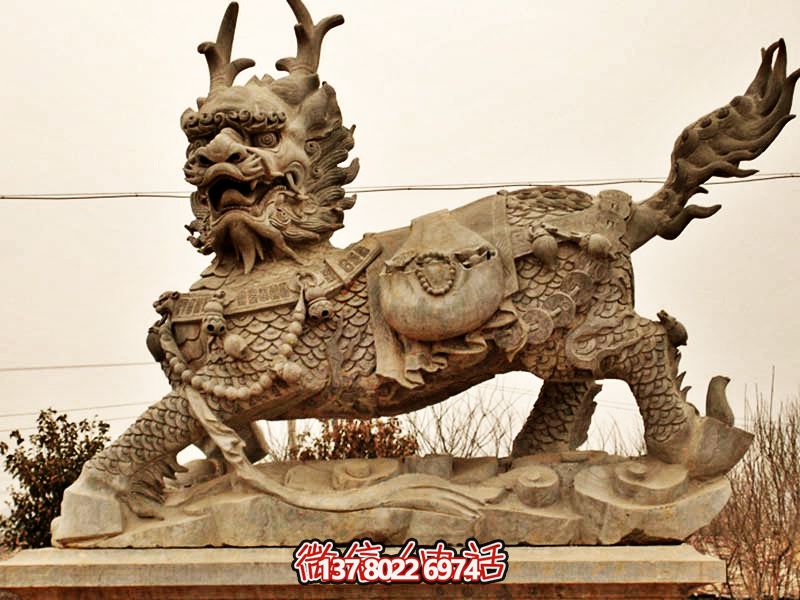 广场大型景观大理石石麒麟雕塑 广场大型景观大理石石麒麟雕塑