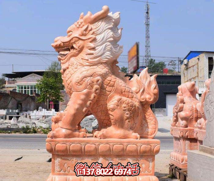 户外景区创意黄蜡石石雕麒麟雕塑