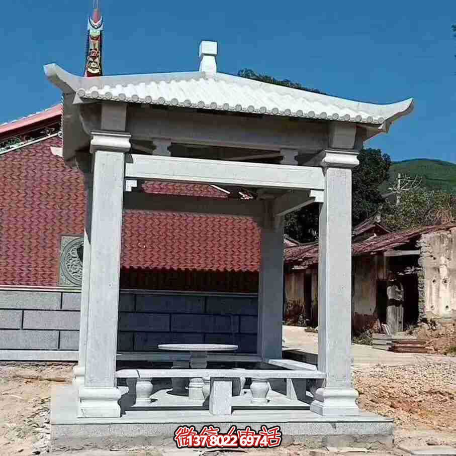 景区户外四角青石仿古建休闲凉亭
