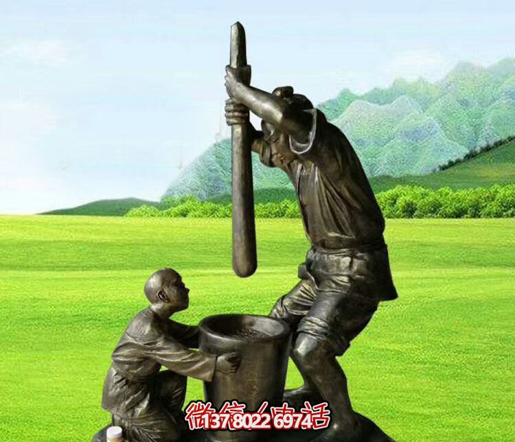 公园景观制作打糍粑人物铜雕塑 公园景观制作打糍粑人物铜雕塑