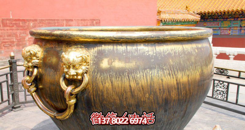 故宫圆形水缸铜雕狴犴缸雕塑 故宫圆形水缸铜雕狴犴缸雕塑