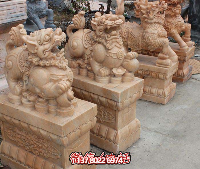 庭院公司晚霞红石雕貔貅雕塑 庭院公司晚霞红石雕貔貅雕塑