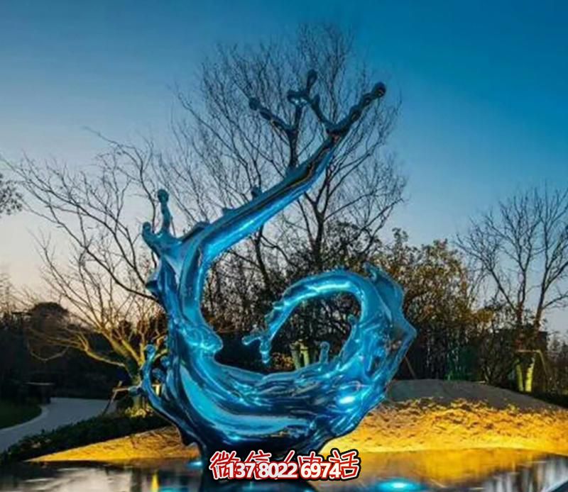 海边装饰一朵蓝色不锈钢海浪浪花雕塑 海边装饰一朵蓝色不锈钢海浪浪花雕塑