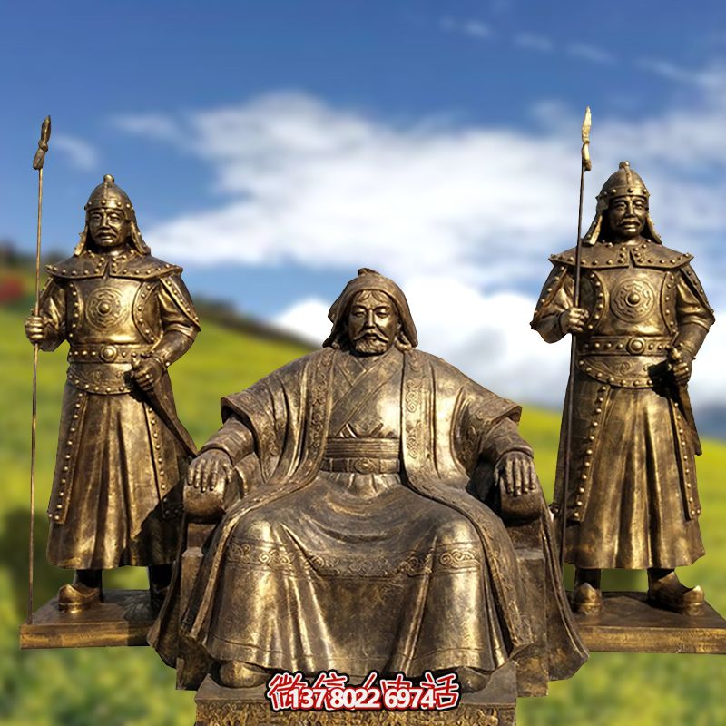 玻璃钢仿铜历史名人古代著名人物成吉思汗雕塑雕像