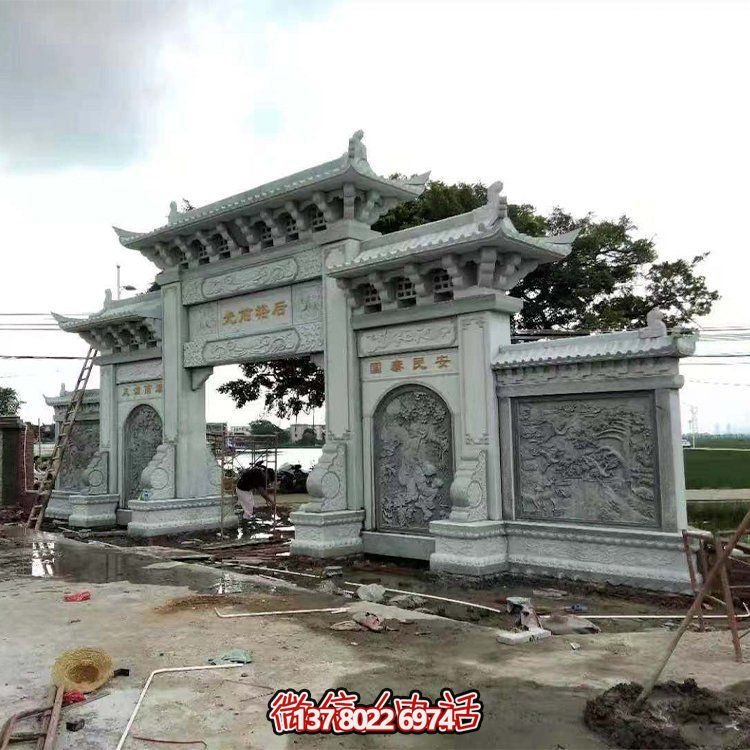 青石浮雕壁画苏氏江南庭院仿古建筑门牌楼