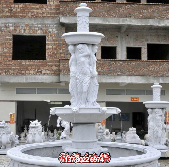 别墅景观汉白玉西方人物喷泉石雕 别墅景观汉白玉西方人物喷泉石雕