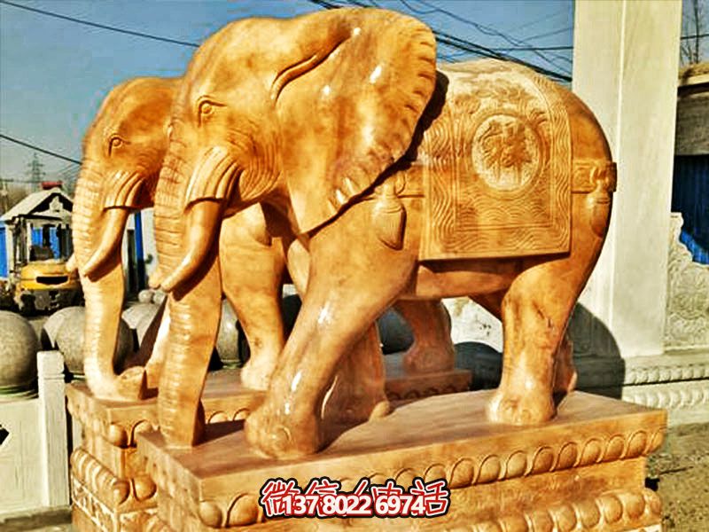 庭院大型黄蜡石雕大象雕塑
