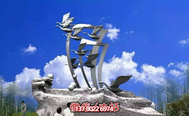 广场大雁不锈钢镜面雕塑 广场大雁不锈钢镜面雕塑