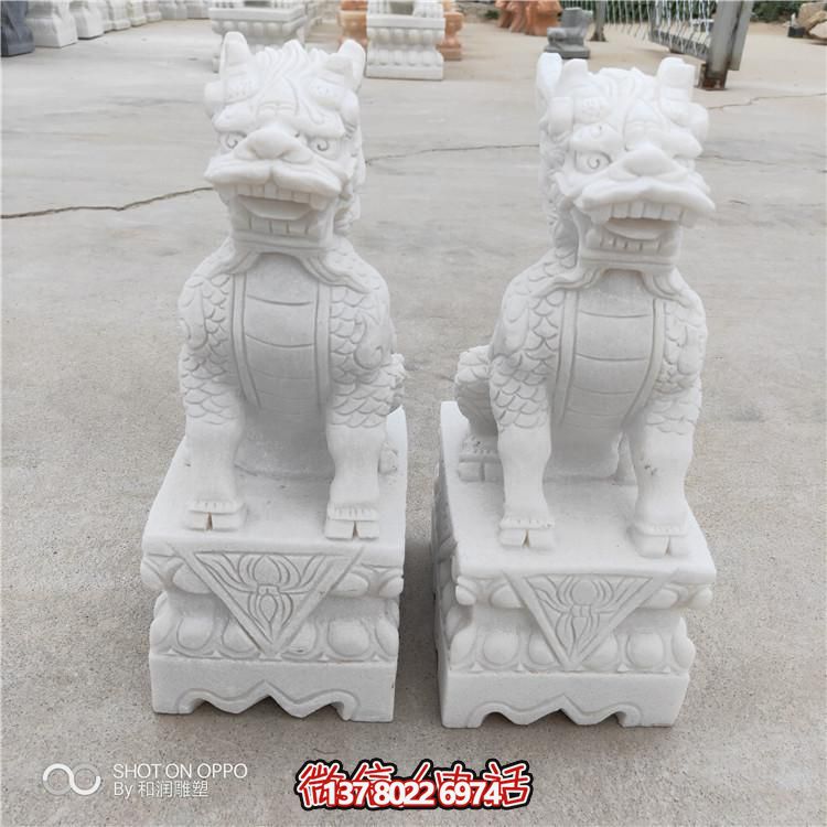 汉白玉石雕园林景观麒麟雕塑