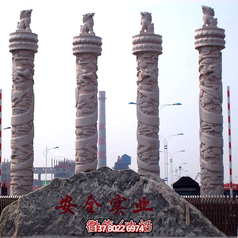 企业门口摆放大理石华表龙雕刻石柱 企业门口摆放大理石华表龙雕刻石柱