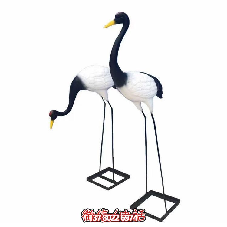 玻璃刚仿真仙鹤雕塑园林水景观小品
