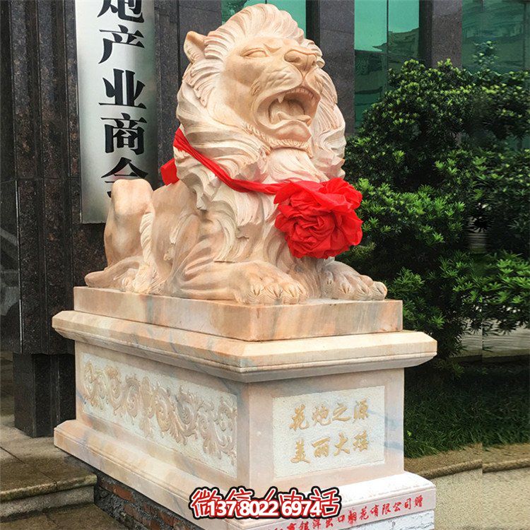 公司酒店门口石狮大理石动物雕塑镇宅辟邪石雕