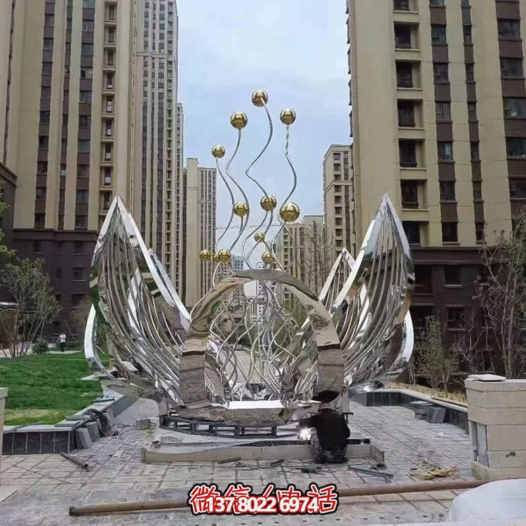 户外广场定制不锈钢抽象异性花朵雕塑