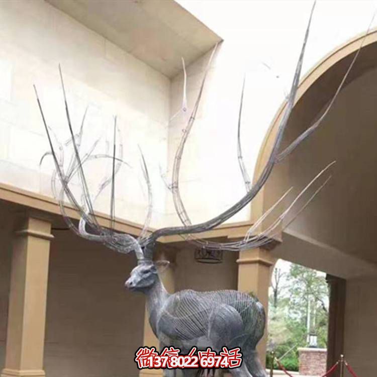 不锈钢镂空梅花鹿园林景观雕塑