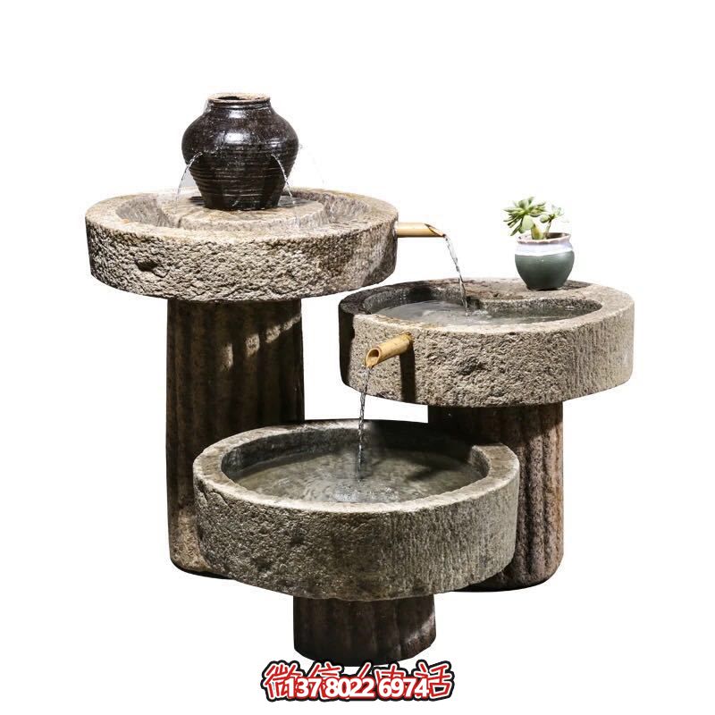 别墅庭院摆放老石槽组合鱼缸石头户外石磨青石景观流水摆件 别墅庭院摆放老石槽组合鱼缸石头户外石磨青石景观流水摆件