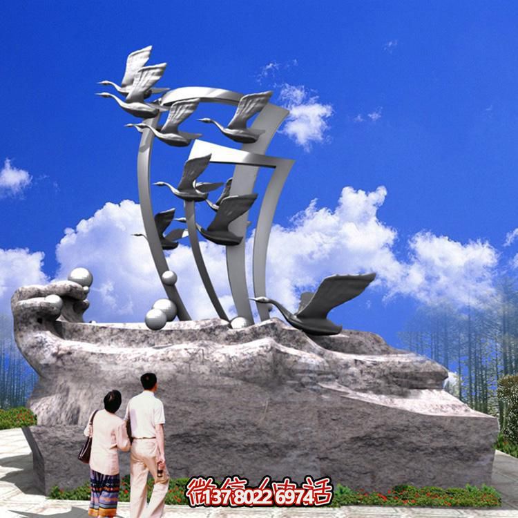 园林不锈钢水景雕塑大型户外景观海浪浪花雕塑