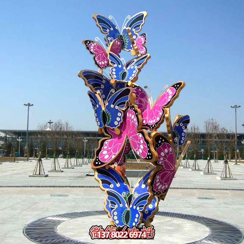 企业玻璃钢彩绘蝴蝶雕塑 企业玻璃钢彩绘蝴蝶雕塑
