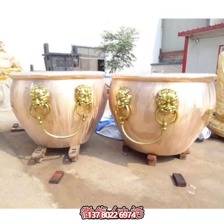 寺院户外摆放黄铜铸造招财聚宝盆大型圆水缸