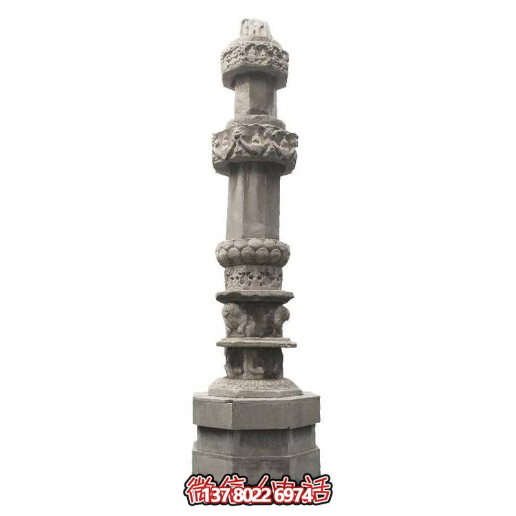 大理石石雕寺庙经幢摆件